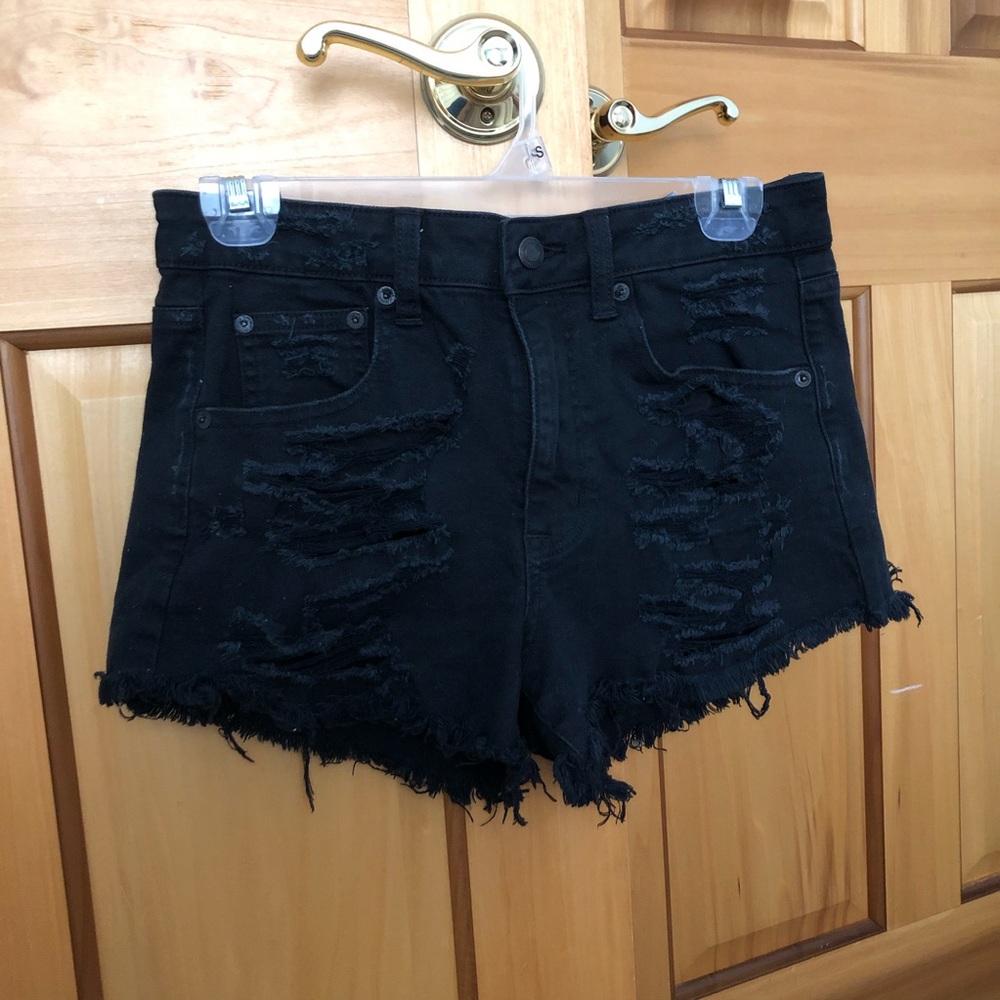 Black denim shorts